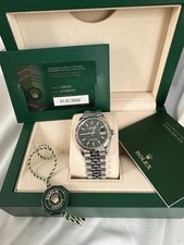Rolex Datejust 126234-36mm Green Palm Dial  Jubilee Stainless,  fluted bezel,