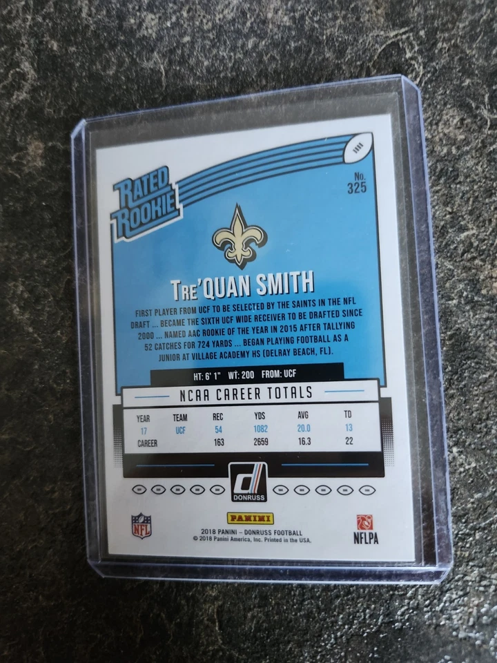 2018 Panini Donruss Rated Rookie Tre'Quan Smith Card# 325 - Image 2 of 2