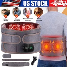 Electric Dual Infrared Light Heat Back Massager Waist Brace Lumbar Support Belt
