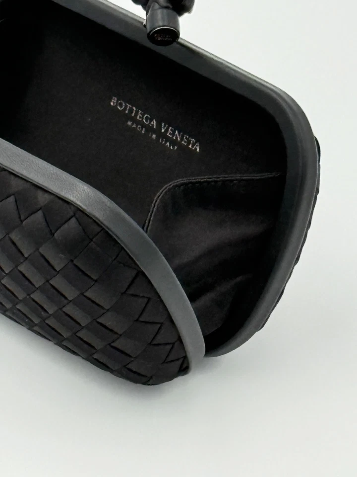 Bottega Veneta Intrecciato Satin “Knot” Box Clutch — Black, Gunmetal Knot Clasp - Image 2 of 4