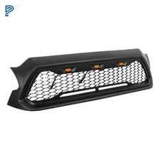 W/ LED Lights Matte Black For Toyota Tacoma 2012-2015 Front Grille Bumper Grill
