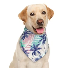 Palm Tree Tropical Pink Summer Tropical Dog Bandana Scarf Triangle Bibs Pet A...