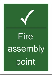 Fire Assembly Point Caution Warning Sign Self Adhesive Vinyl Sticker