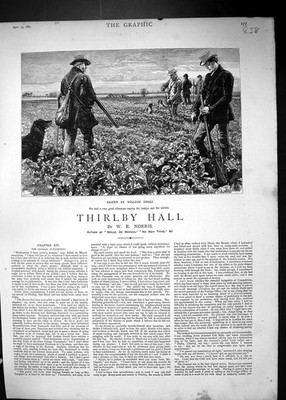 Old 1883 Story Illustration Thirlby Hall Norris Hunting Field Turnips Victorian