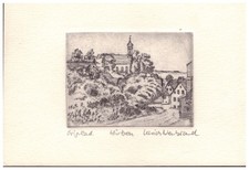 Originalradierung H&uuml;rben von Ulrich Neubrand 16.12.1984 15x10