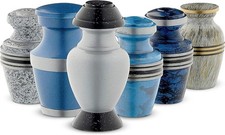 Set of 6 Fedmax Small Keepsake Cremation Urns for Human Ashes, Velvet Box