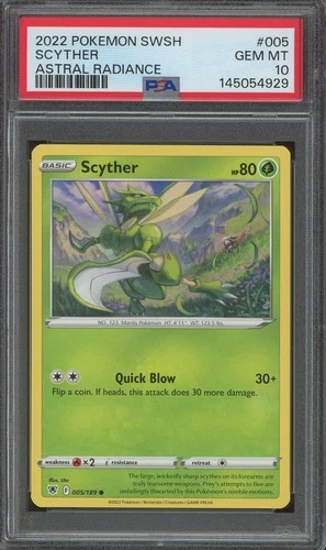 Pokemon TCG Sword & Shield Astral Radiance #005 Scyther PSA 10