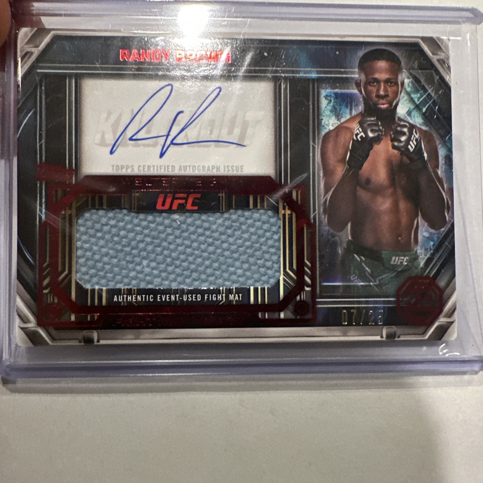 Topps 2026 UFC Knockout Randy Brown Fight Mat Relics Auto AFM-RB 07/25 red