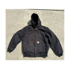 Carhartt Black Hooded Bomber Jacket Mens M 