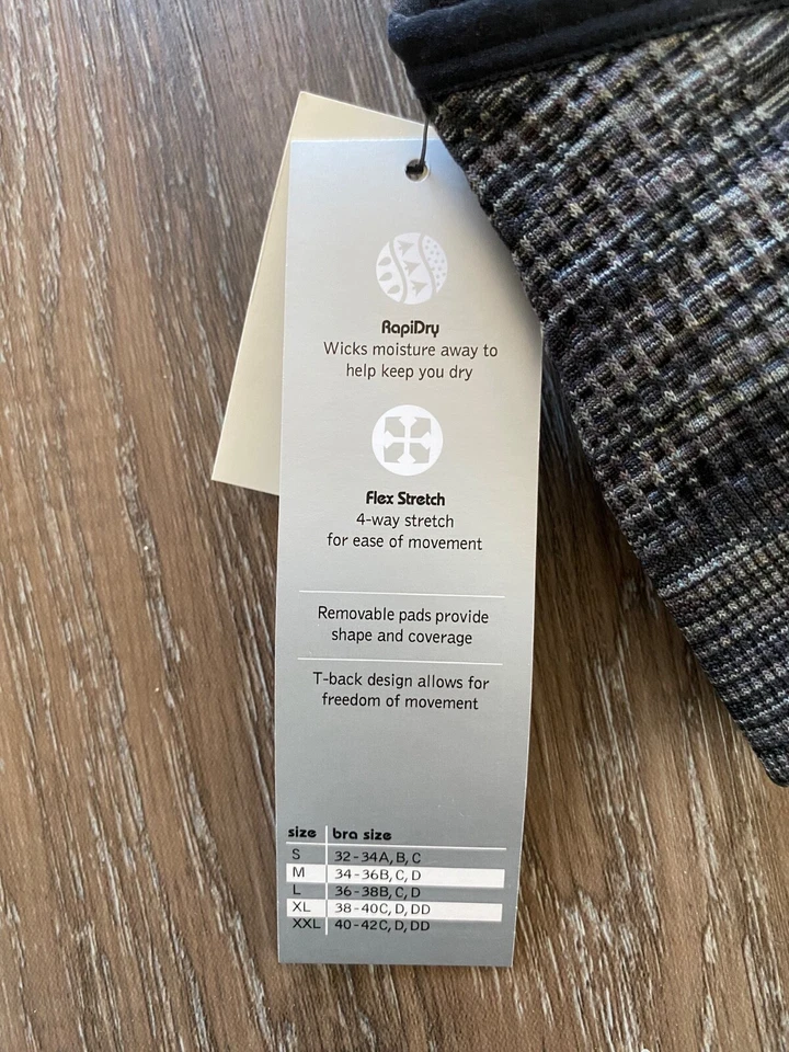 IDEOLOGY~NUEVO CON ETIQUETAS Sujetador deportivo de fitness de bajo impacto para mujer~Gris y negro~Talla pequeña~NUEVO Foto 4 de 4