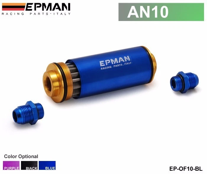 Filtro de combustible en línea Epman Racing Ready AN10 azul con elemento de 100 micras Foto 2 de 4