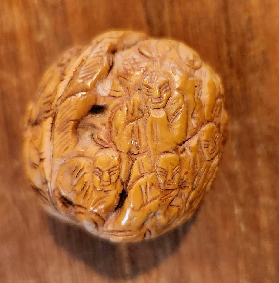 Antique Chinese Carved Walnut Shell Monks Buddha Hediao | eBay