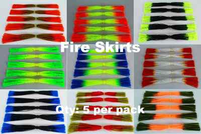 FIRE TIPPED SKIRTS Chatterbait spinnerbait,fishing lure skirts.Qty: 5 per pack