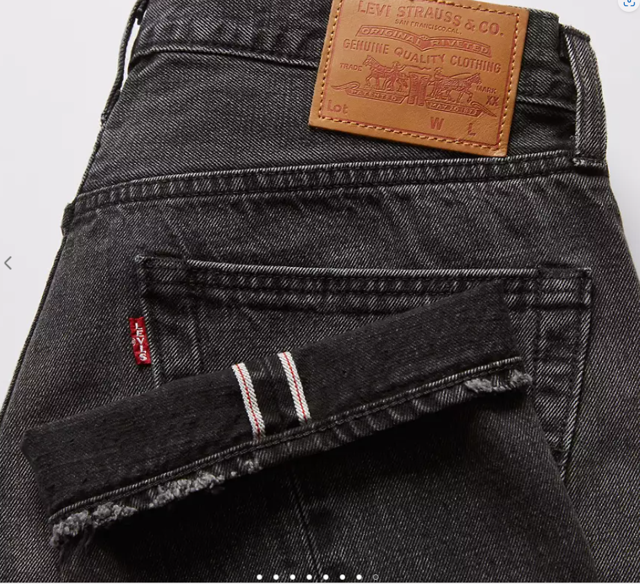 Levi Premium 501 Original Fit Selvedge, Black - Non-Stretch