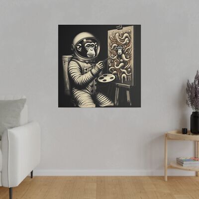 Matte Canvas Wall Art Monkey Astronaut Artist Painting Abstract