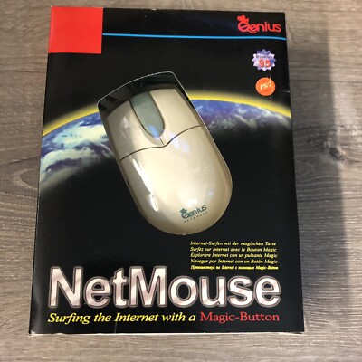 Vintage New In Box Genius NetMouse Wired Mouse Magic Button MD-6 Pin PS/2 Port