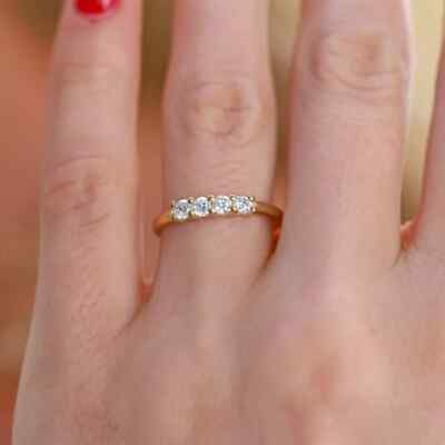1 Ct Certified Tester Pass Moissanite Wedding Band Ring Solid 10K Yellow Gold