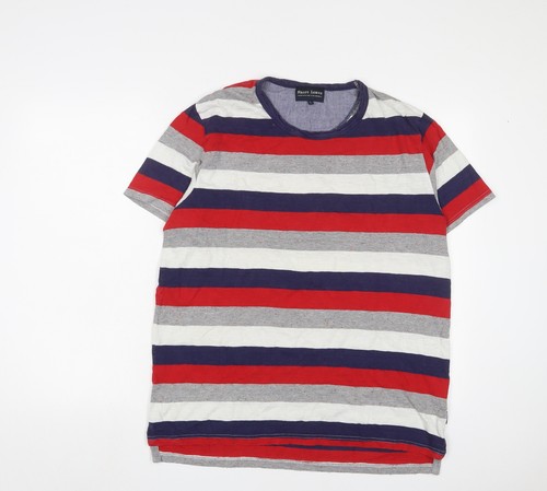 Shore Leave Mens Multicoloured Striped Cotton T-Shirt Size L Crew Neck - 第 1/10 張圖片