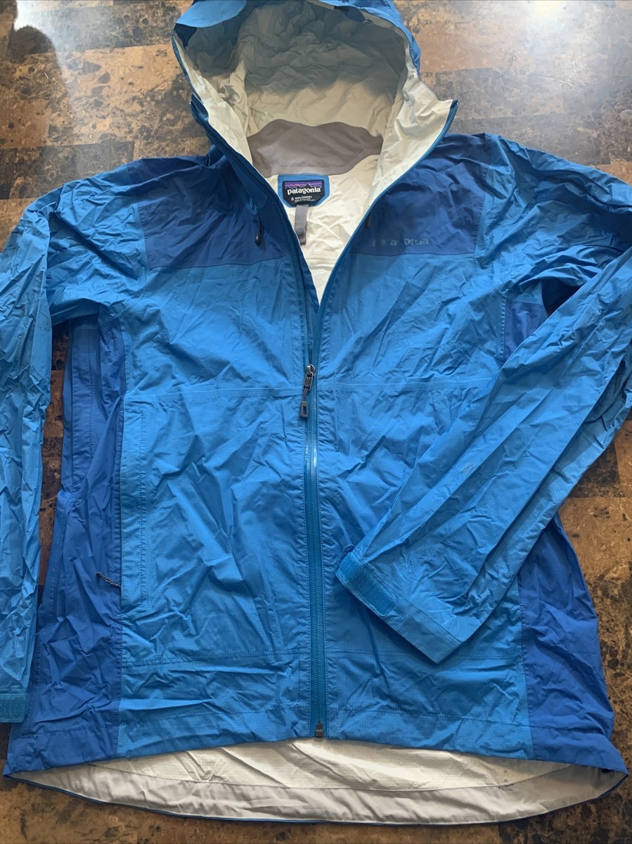 Patagonia H2NO Men's Rain Coat Jacket Size S Blue Hood Zip
