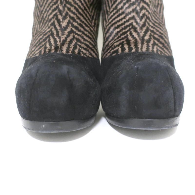 Stivaletti Yves Saint Laurent Tribtoo neri camoscio e peli pony stampati taglia 38 5