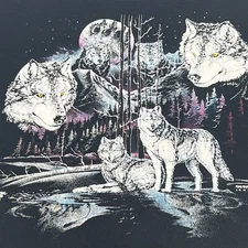 Vintage 91 Single Stitch Wolves T Shirt Rag Tops Screen Stars Best USA Made Wolf