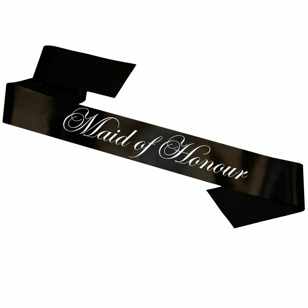 Black Maid of Honour Hen Party Night Do Sash New Bride Gift Accessory Favour