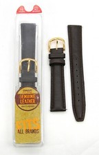 16MM DARK BROWN MENS COMFORT STRAP GENUINE LEATHER WATCH BAND  7 1/2" Long 