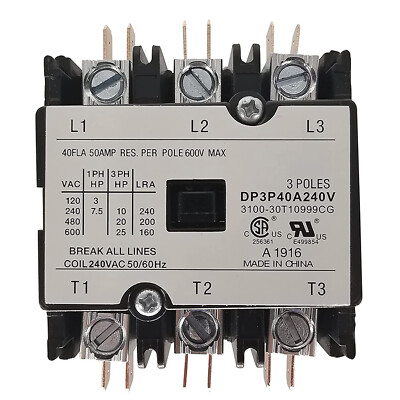 Contactor 40A 3 Pole 240V AC coil Definite Purpose Air Conditioning CONTACTOR