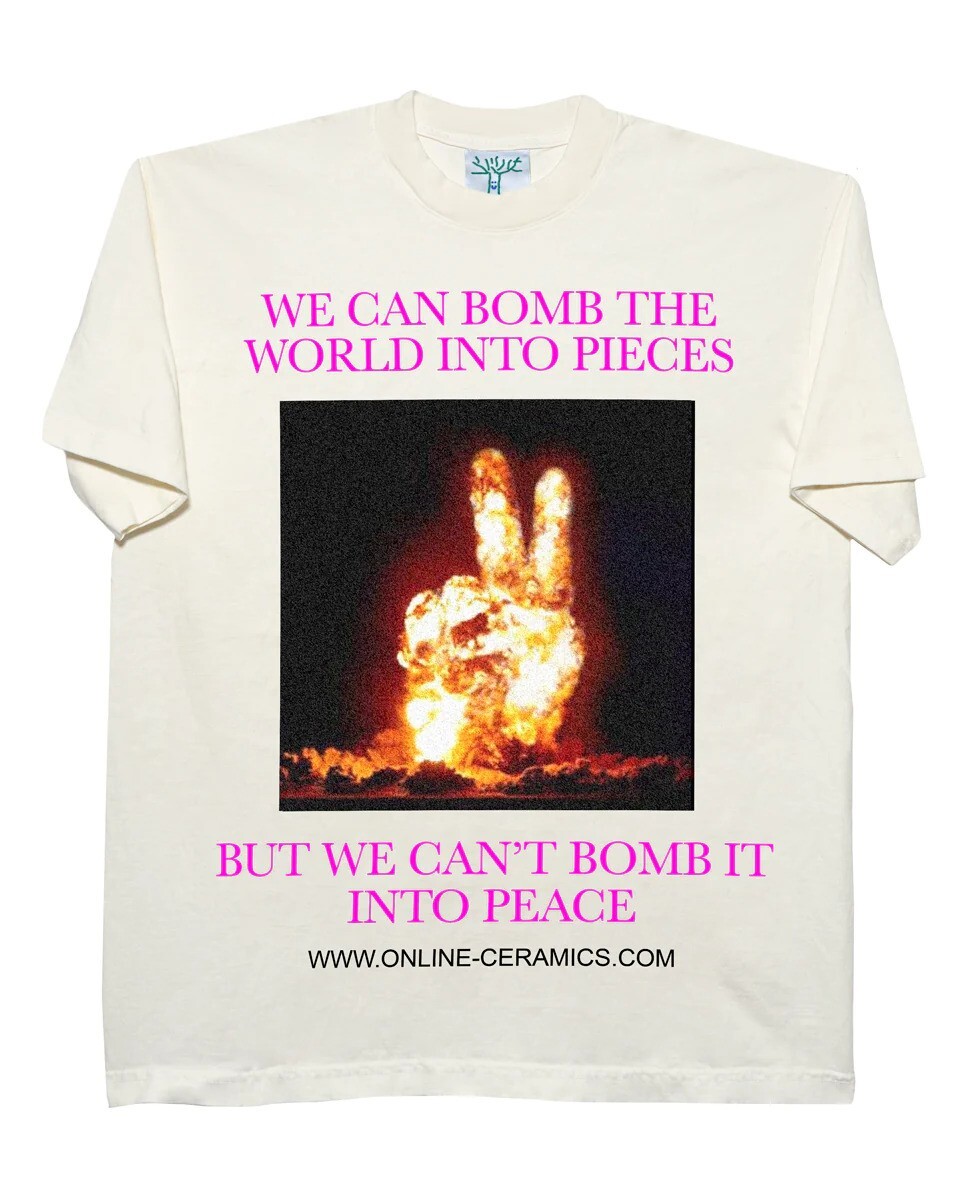 Online Ceramics Peace Bomb Graphic Tee Off White XL New Sealed-image