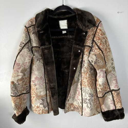 J. Jill Jacket Women’s Size Small Paisley Coat Velvet Fur Faux Suede Floral Soft - Picture 7 of 21