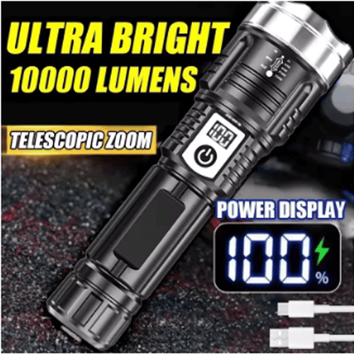 120000000Lumens Super Bright LED Tactical Flashlight USB Rechargeable Work Light - Picture 1 of 9