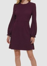 Tommy Hilfiger Women's Purple Petite Embossed Dress Size 12P