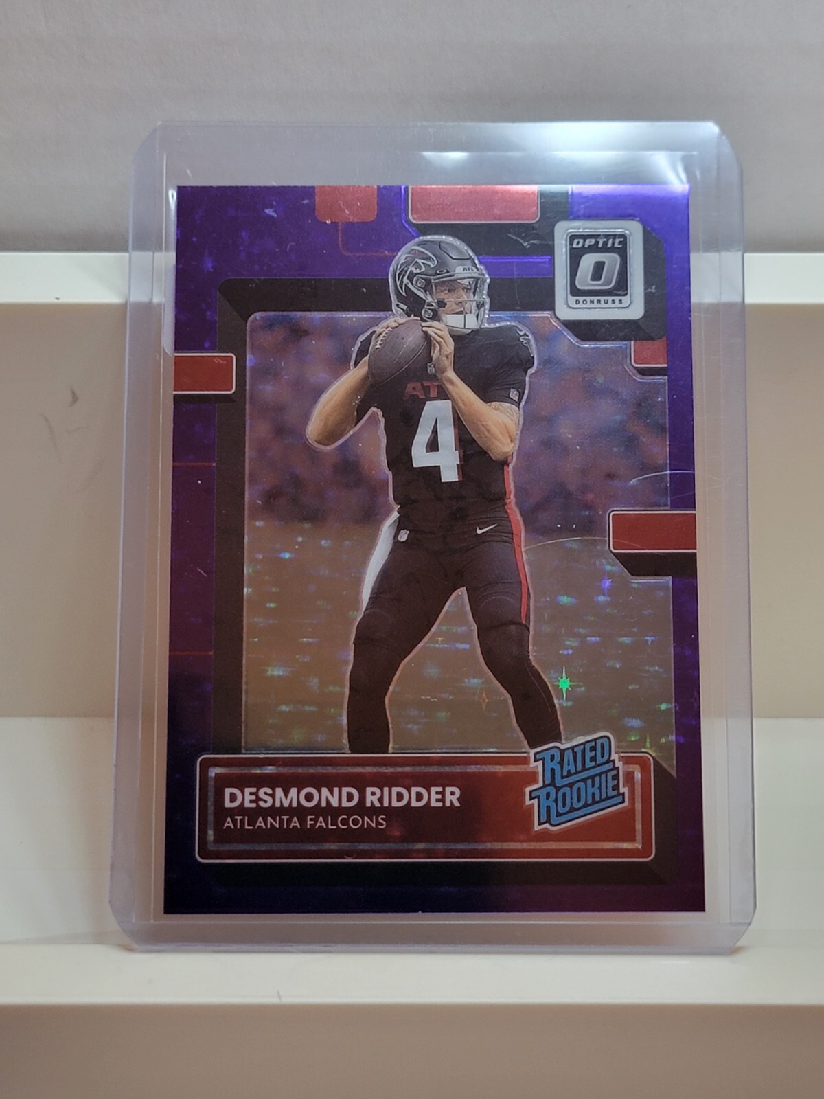 Desmond Ridder 2022 OPTIC 202 FOTL EXCLUSIVE Purple Stars /15 Atlanta Falcons RC