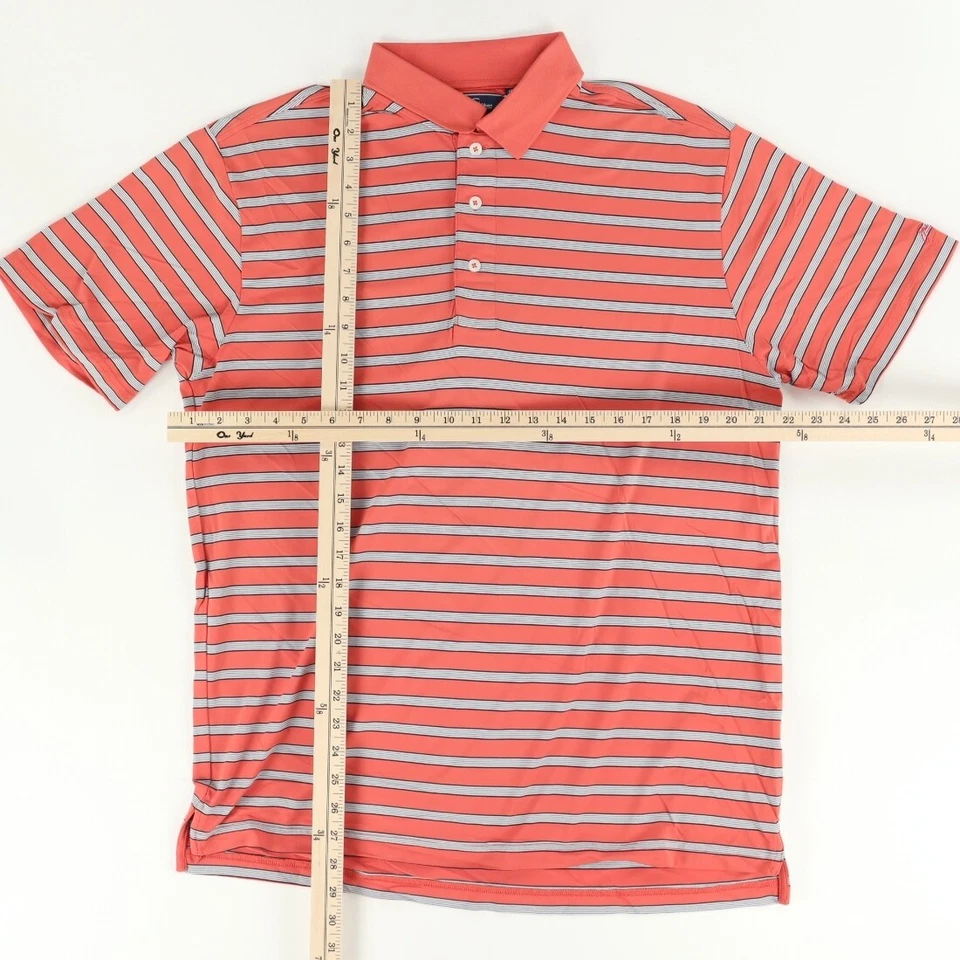Jack Nicklaus Dry Range Stretch Nylon Striped Golf Polo Shirt Orange Men's L - Image 3 of 4