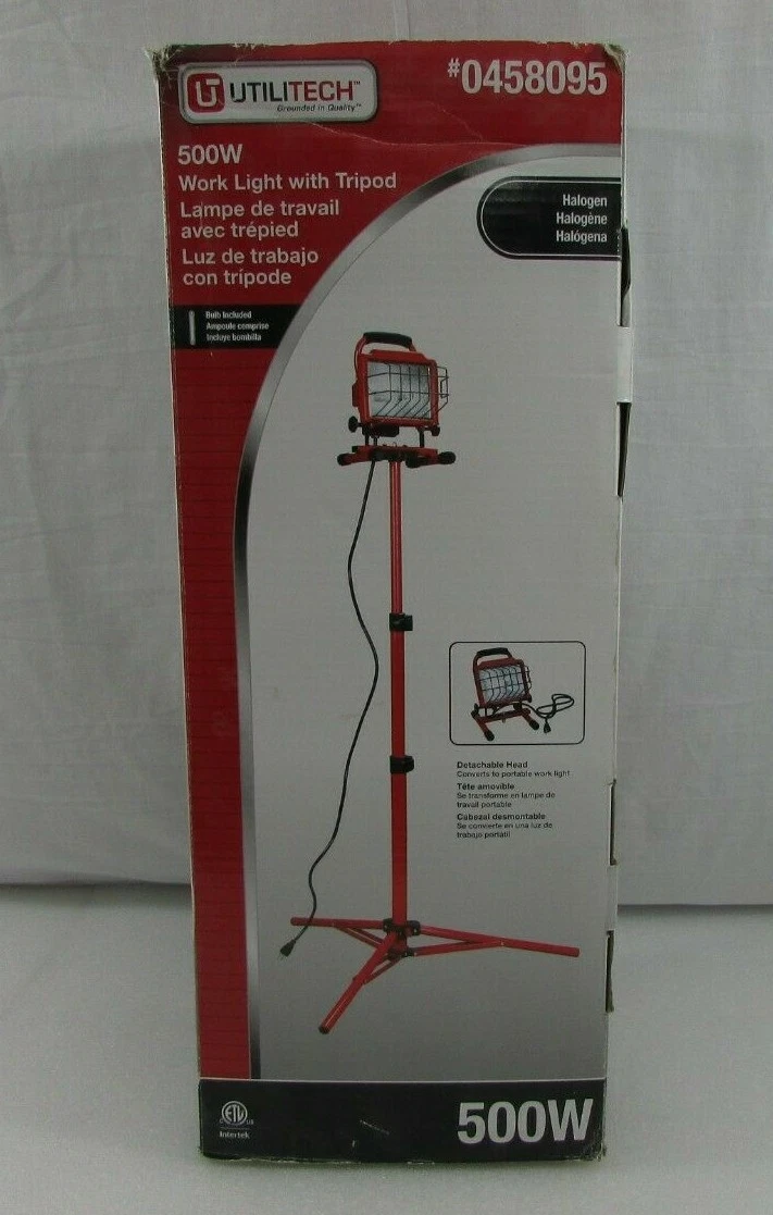 NEW Utilitech Model FU2402 Halogen 500W Work Light With Tripod 4