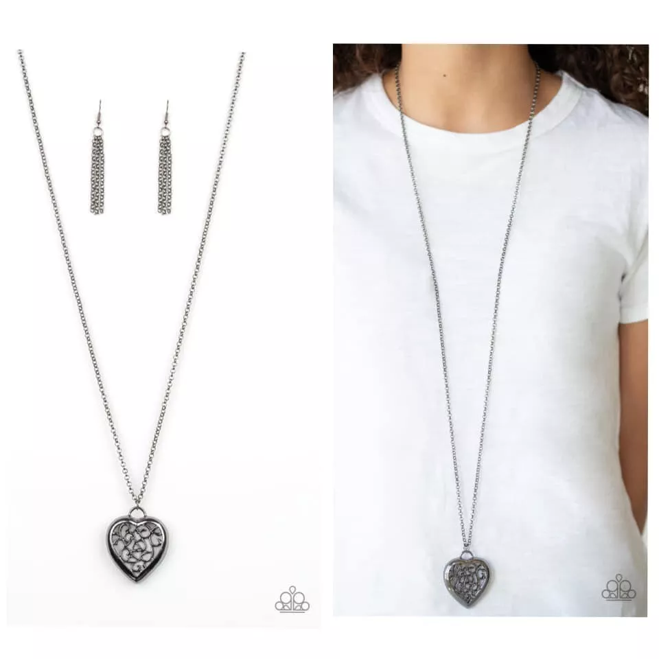 Paparazzi gunmetal heart necklace deals