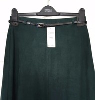 M&s S10 Ladies Classic Bottle Green Faux Suede Aline 2way Stretch Skirt 30 Long M&s S10 Ladies Classic Bottle Green Faux Suede Aline 2way Stretch Skirt 30 Long