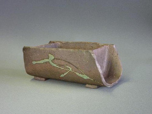 Vaso Per Bonsai Giapponese Tokoname - KATAOKA MITSUE - Forma Kurama Ovale Marrone 15,5cm - G619