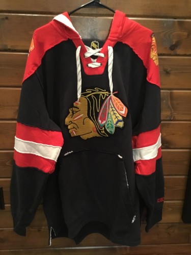 Chicago Blackhawks Logo Black CCM Hoodie Pullover 4XL - NWT