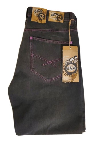 Black Denim Jeans purple stitch 