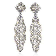 Long Deco Austrian Crystal Rhinestone Chandelier Dangle Earring Prom E102-AB