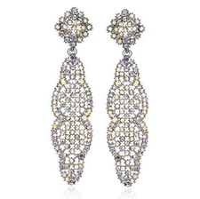 Long Deco Austrian Crystal Rhinestone Chandelier Dangle Earring Prom E102-AB