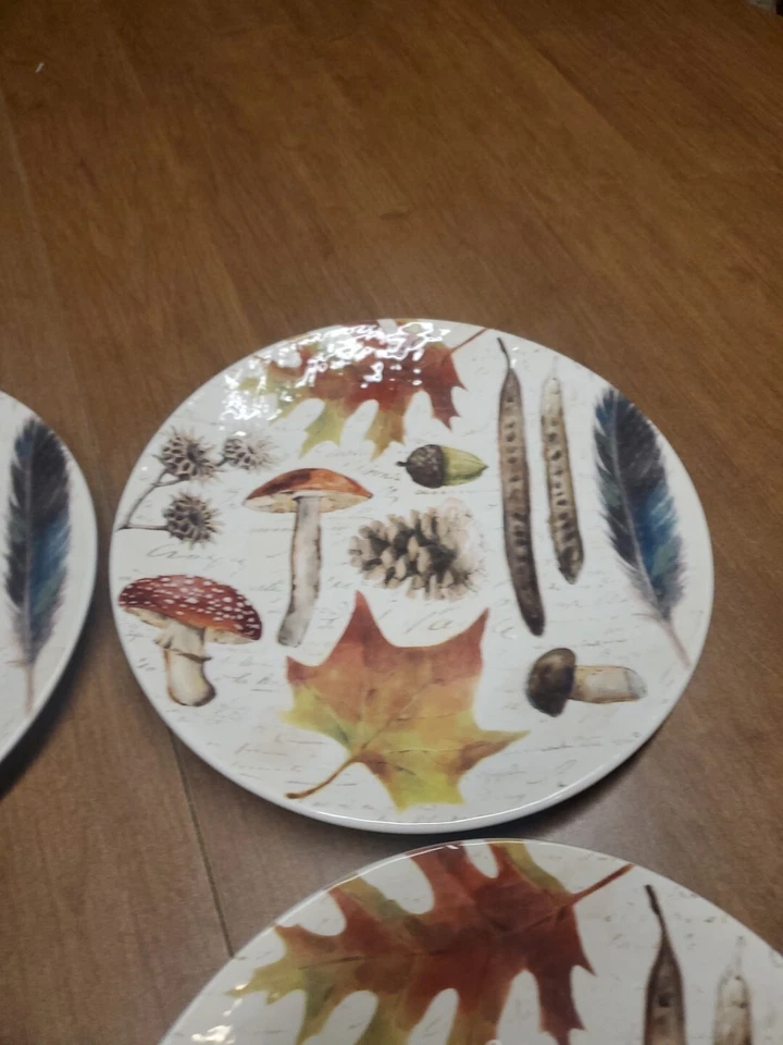 Pier 1 Imports Ensalada de Setas Bosque 8.75" Platos Pluma Piña Nuevo Cubo 60 Foto 4 de 4