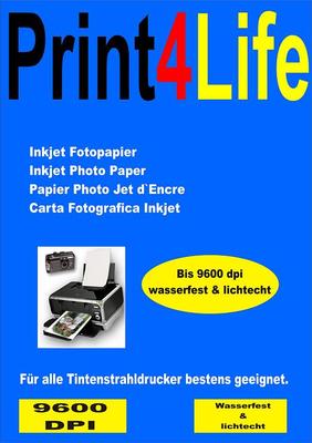 Print4Life Fotopapier DIN A4 hochglänzend 135 g/qm 100 Blatt wasserfest