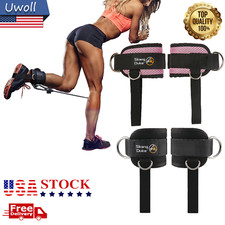 Gym Exercise Ankle Strap Weight Lifting Fitness D Ring Cable Attachment Strap US