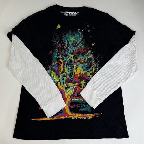 Tony Hawk Two Tone Waffle Knit Long Sleeve T Shirt Skateboard y2k 2000s Skate - 第 1/3 張圖片