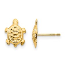 14k Yellow Gold Turtle Stud Earrings for Women 0.22gm L-12mm, W-8mm