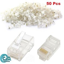 50x RJ45 Connectors Network CAT5e Cat6 Cable End Crimp Modular Plug GOLD Pins
