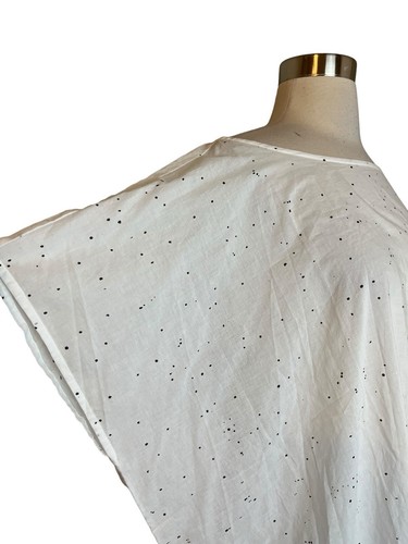 EILEEN FISHER Tunic Top L White Voile Splatter Print Caftan Organic Cotton NWOT - Picture 4 of 6