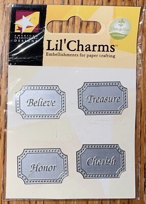 American Traditional Design Lil  Charms Words Believe Treasure Honor Cherish 3D